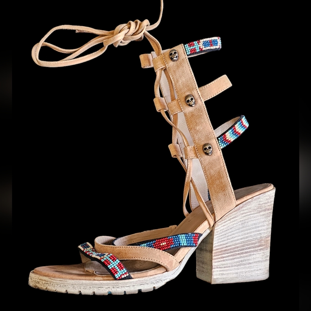 Donald J Pliner beads and scull heels,‎ size 8 B